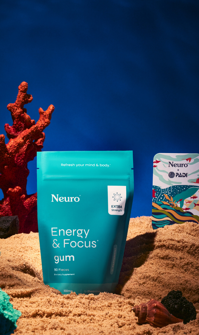 Extra Strength Energy & Focus Gum 90-piece Bulk Bag + PADI Whale Shark Tin