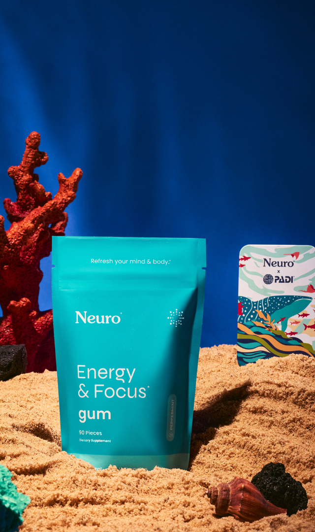 Energy & Focus Gum 90-piece Bulk Bag + PADI Whale Shark Tin