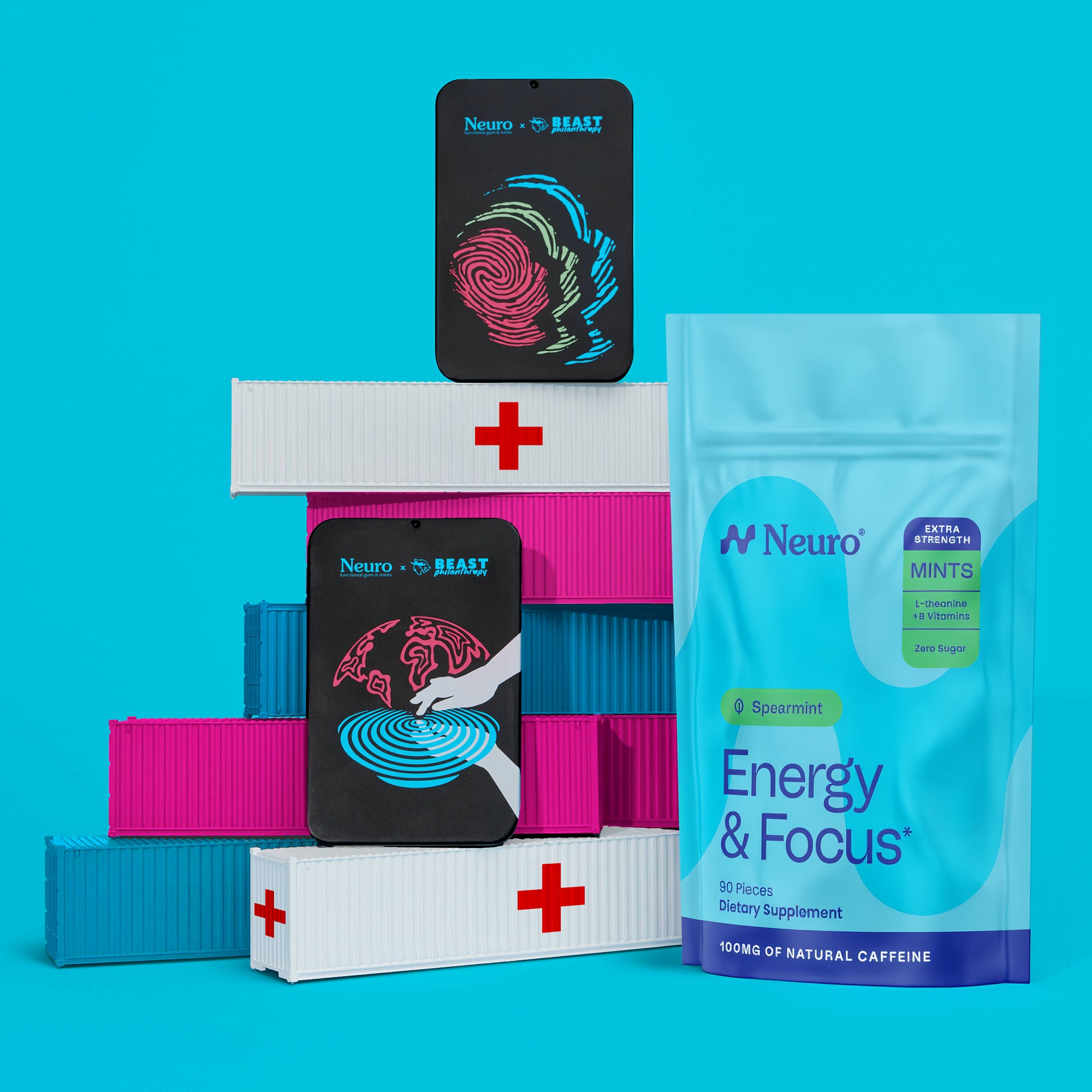 Extra Strength Energy & Focus Mints + Beast Philanthropy tins – Neuro