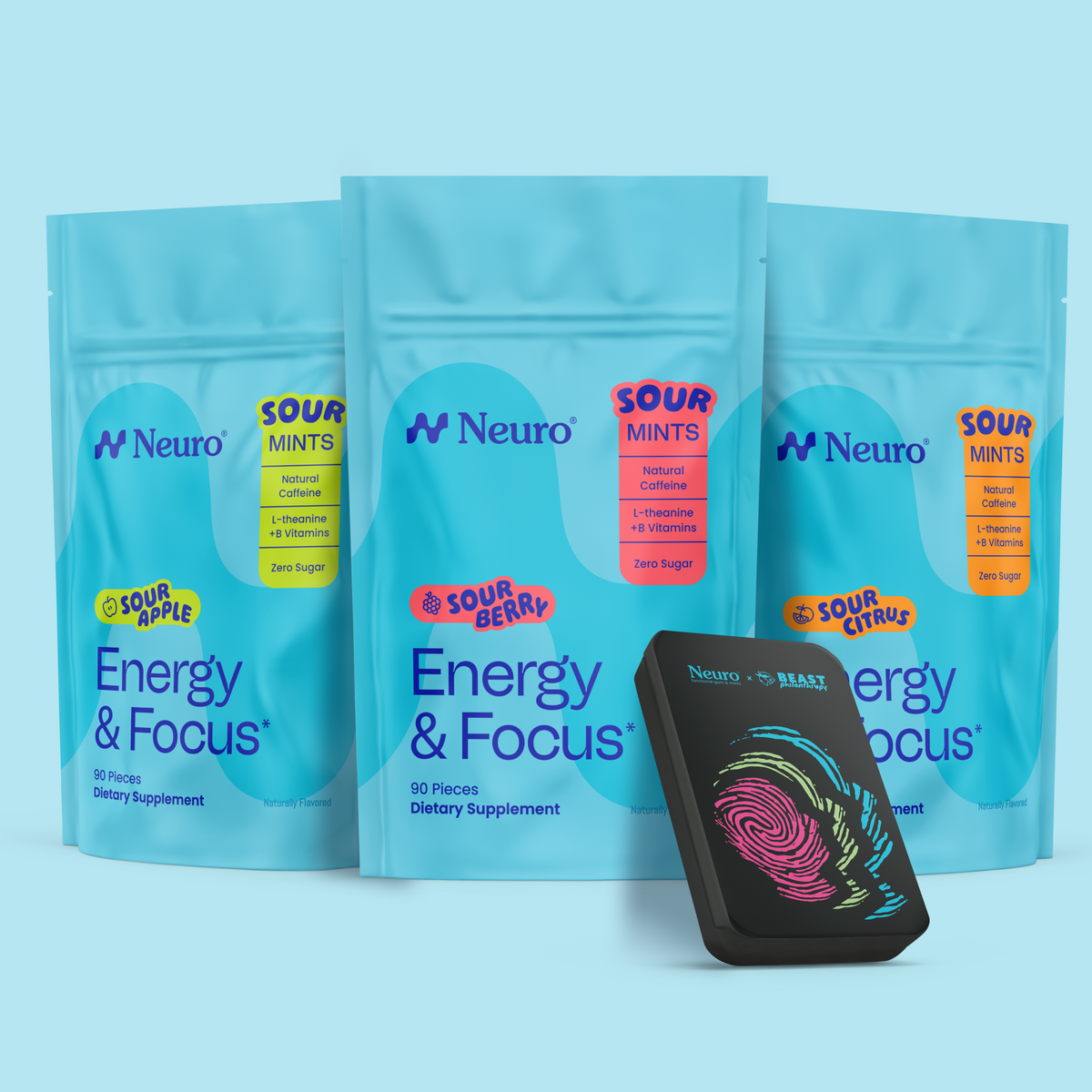 Energy & Focus™ Sour Mints + Beast Philanthropy tins